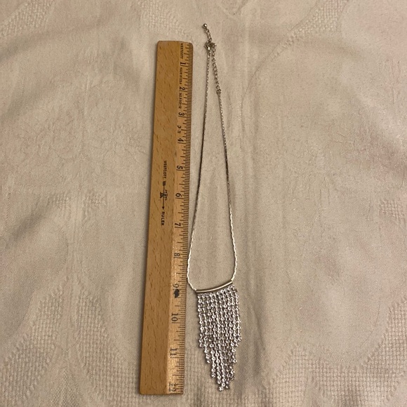 Silvertone vintage hanging “curtain” crystal necklace. Adjustable. About 16 in - Picture 1 of 4